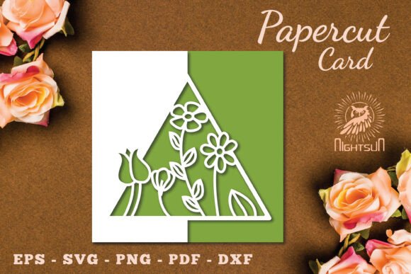 3D SVG Flowers Papercut Card Template for Cards And Invites