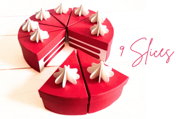 9 Slices Cake Box: 3D SVG for Life Events
