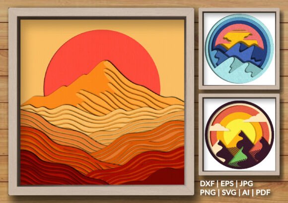 Abstract Mountain Bundle Shadow Box 3D SVG Review