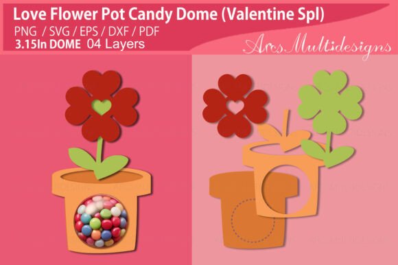 Flower Pot Candy Dome: 3D SVG for Pots And Vases