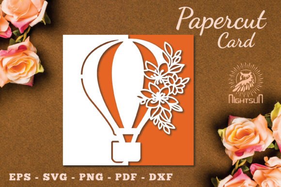 Hot Air Balloon 3D SVG for Cards And Invites