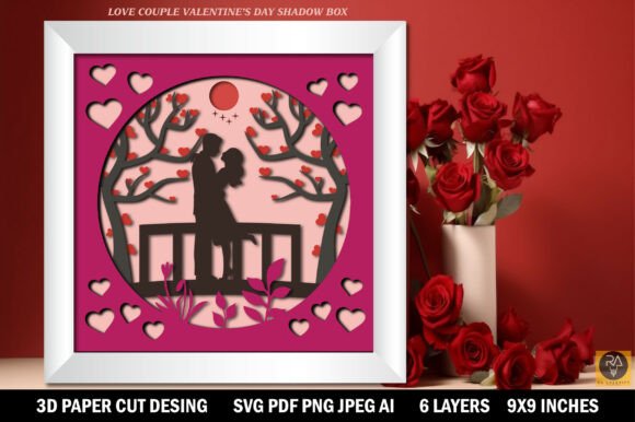 Love Couple Valentine’s 3D SVG Shadow Boxes