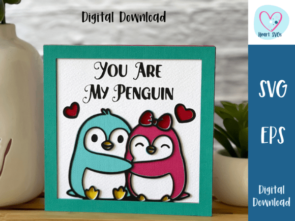 Reviewing You Are My Penguin Valentines Card SVG for Embroidery