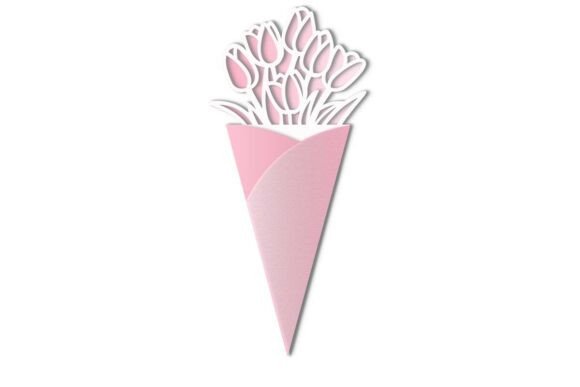 Tulips Bouquet Card 3D SVG Greeting Cards