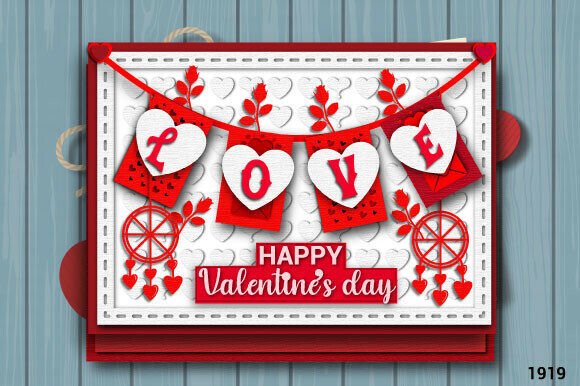 Valentine LOVE Banner Card 3D SVG Review