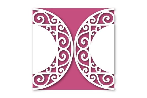 Wrought Iron Circle Frame Gate Fold Card: 3D SVG for Cards And Invites